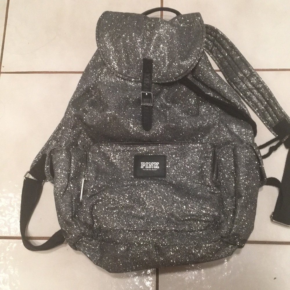 PINK silver sparkle backpack, EUC!